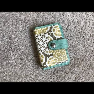 Aqua, green and yellow small Fossil wallet